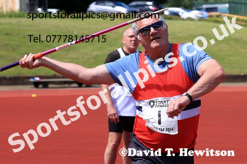 Mens javelin 2024 NE Masters Track and Field Champs., Monkton Stadium, Jarrow.  Photo: David T. Hewitson/Sports for All Pics